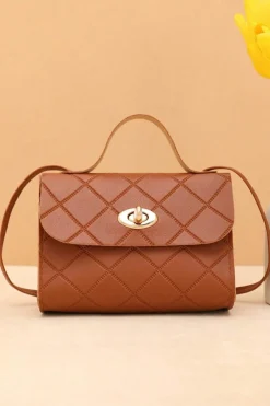 Sale Dear-Lover PU Leather Diamond Pattern Messenger Bag Breen
