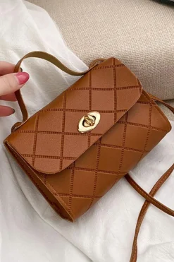 Sale Dear-Lover PU Leather Diamond Pattern Messenger Bag Breen