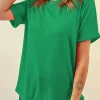 Hot Dear-Lover Casual Plain Crew Neck Tee Bright Green