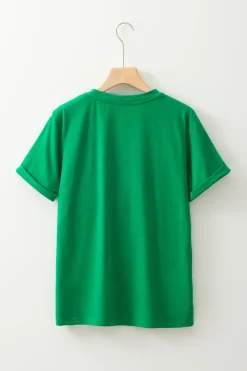 Hot Dear-Lover Casual Plain Crew Neck Tee Bright Green