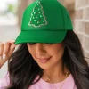 Sale Dear-Lover Christmas Tree Patched Baseball Cap Bright Green