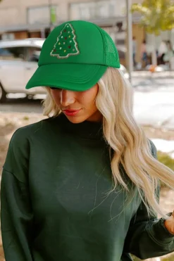 Sale Dear-Lover Christmas Tree Patched Baseball Cap Bright Green