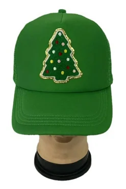 Sale Dear-Lover Christmas Tree Patched Baseball Cap Bright Green