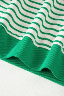 Outlet Dear-Lover Contrast Detail Striped Ruffle Short Sleeve Top Bright Green
