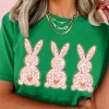 Discount Dear-Lover Easter Floral Rabbit Print Crew Neck T Shirt Bright Green