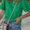 Online Dear-Lover Eyelet Embroidered Patchwork Shift Top Bright Green