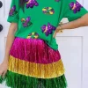 Online Dear-Lover Mardi Gras Sequin Patched Graphic Tee Bright Green