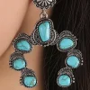 New Dear-Lover Retro Western Turquoise Decor Drop Earring Bright Green