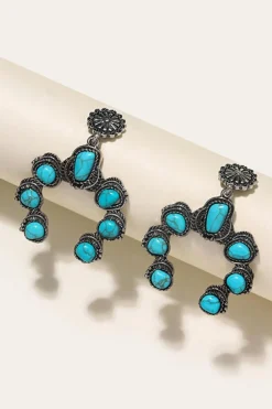 New Dear-Lover Retro Western Turquoise Decor Drop Earring Bright Green