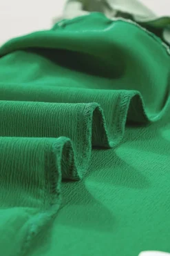 Best Dear-Lover Two Tone Ruffled Flutter Sleeve Blouse Bright Green
