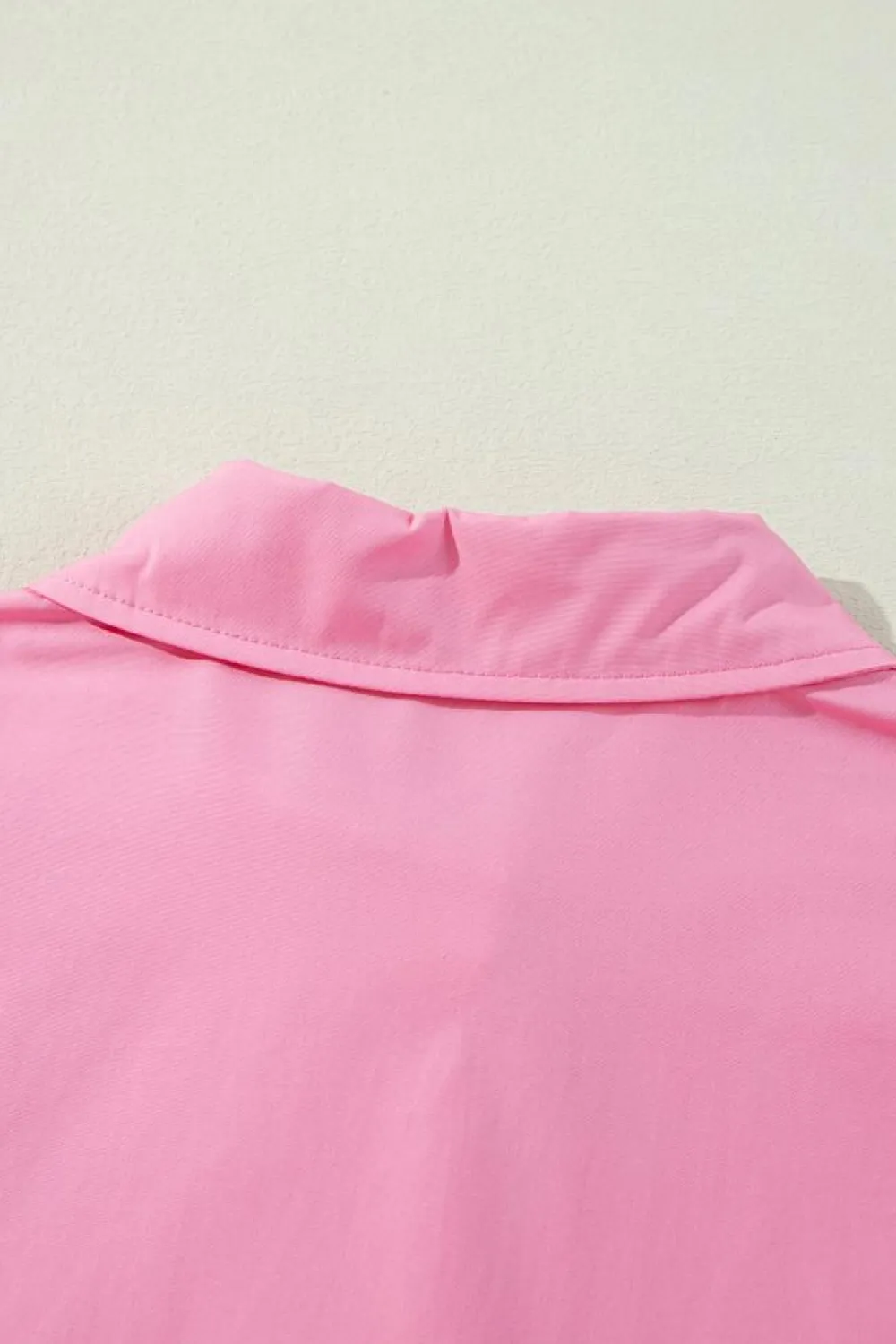 Sale Dear-Lover Balloon Sleeve Button Up Mini Shirt Dress Bright Pink
