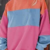 New Dear-Lover Colorblock Patchwork Drop Shoulder Sweatshirt Bright Pink
