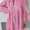 Discount Dear-Lover Leopard Printed Long Sleeve Buttoned Front Mini Dress Bright Pink