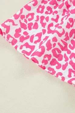 Discount Dear-Lover Leopard Printed Long Sleeve Buttoned Front Mini Dress Bright Pink