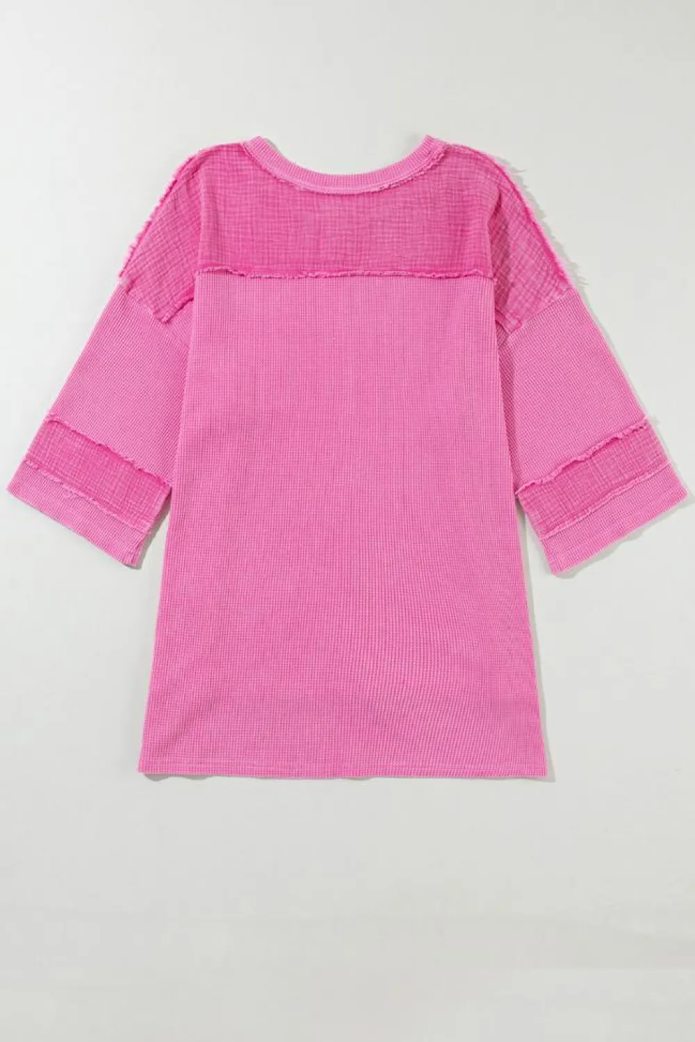 Outlet Dear-Lover Oversized Mineral Wash Textured Bracelet Sleeve Top Bright Pink