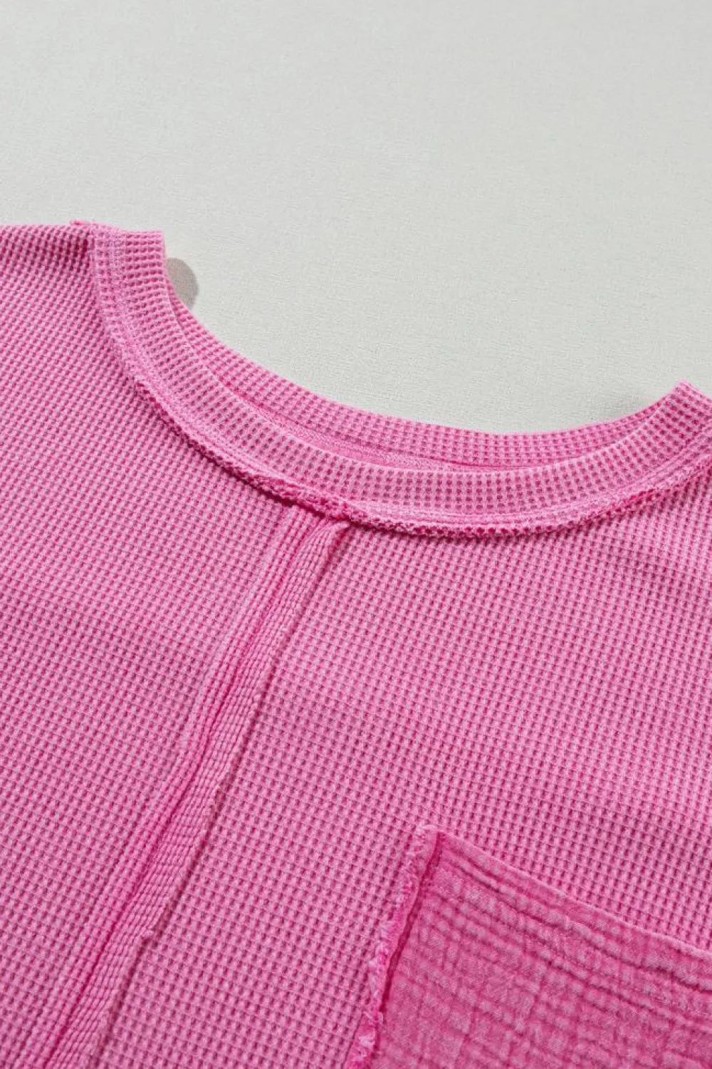 Outlet Dear-Lover Oversized Mineral Wash Textured Bracelet Sleeve Top Bright Pink