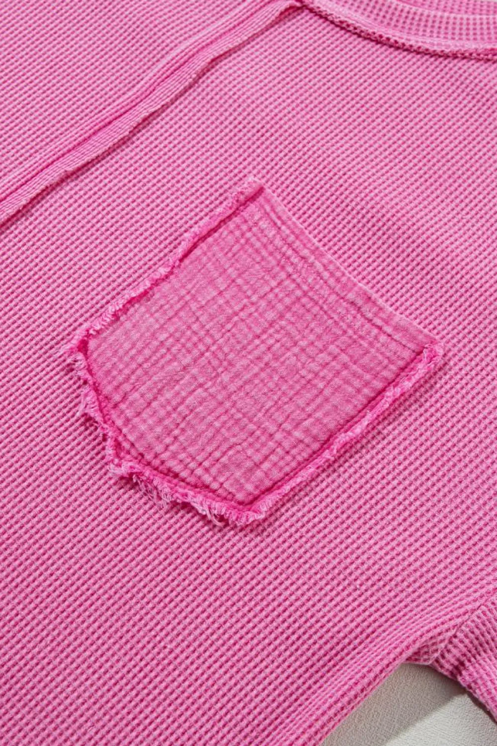 Outlet Dear-Lover Oversized Mineral Wash Textured Bracelet Sleeve Top Bright Pink