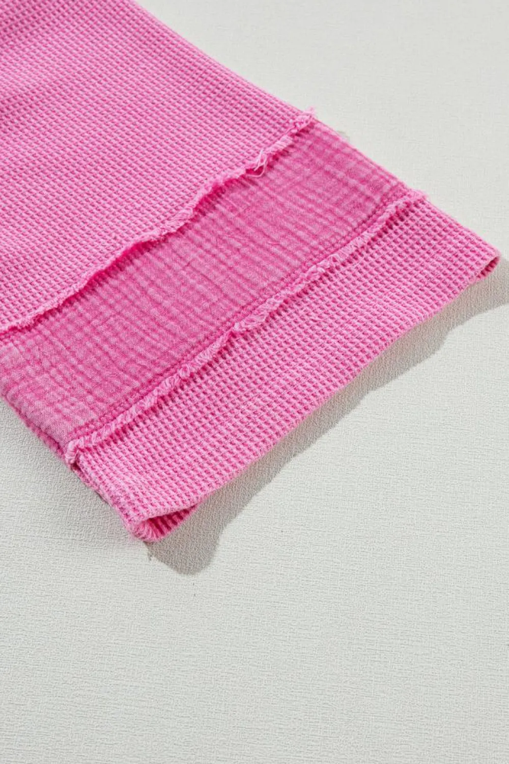 Outlet Dear-Lover Oversized Mineral Wash Textured Bracelet Sleeve Top Bright Pink