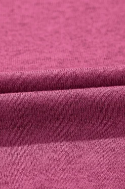 Online Dear-Lover Ribbed Splicing Sleeve Round Neck T-shirt Bright Pink