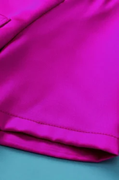 Outlet Dear-Lover Satin V Neck Tee and Drawstring Shorts Set Bright Pink
