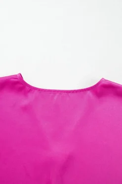 Best Dear-Lover Silky V Neck Dolman Blouse Bright Pink