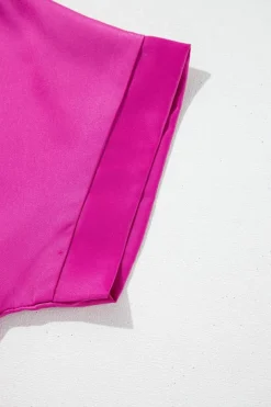 Best Dear-Lover Silky V Neck Dolman Blouse Bright Pink