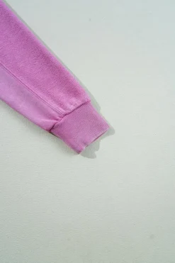 Hot Dear-Lover Solid Color Notched Neck Drop Shoulder Sweatshirt Bright Pink