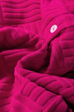 New Dear-Lover Terry Textured Sleeveless Button Front Wide Leg Jumpsuit Bright Pink