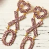 Outlet Dear-Lover Valentine Heart XOXO Rhinestone Earrings Bright Pink