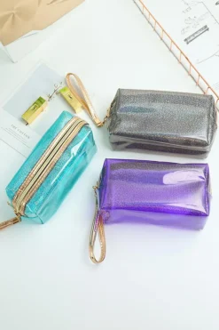 Outlet Dear-Lover Basic Solid Color PU Square Makeup Bag Bristol Black