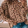 Hot Dear-Lover Animal Print Stitching Loose Long Sleeve Top Brown