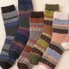 Best Dear-Lover Boho Checkered Pattern Soft Crew Socks Set Brown