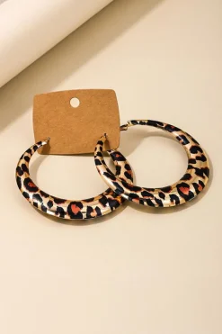 Online Dear-Lover Bold Leopard Ring Hoop Earrings Brown