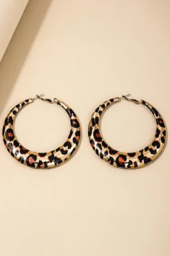 Online Dear-Lover Bold Leopard Ring Hoop Earrings Brown
