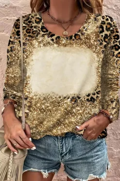 Outlet Dear-Lover Cheetah Bleached Print Long Sleeve T Shirt Brown