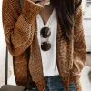 Outlet Dear-Lover Chunky Waffle Knit Oversized Collar Cardigan Brown