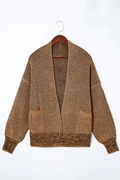 Outlet Dear-Lover Chunky Waffle Knit Oversized Collar Cardigan Brown