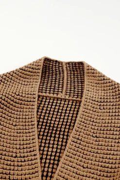 Outlet Dear-Lover Chunky Waffle Knit Oversized Collar Cardigan Brown