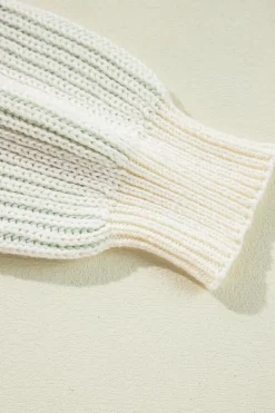 Outlet Dear-Lover Colorblock Textured Knit Bubble Sleeve Sweater Brown
