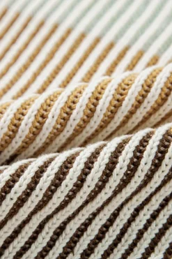 Outlet Dear-Lover Colorblock Textured Knit Bubble Sleeve Sweater Brown