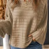Hot Dear-Lover Exposed Seam Ribbed Knit Dolman Top Brown