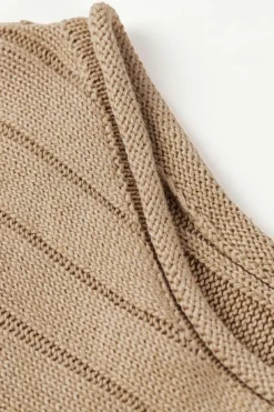 Hot Dear-Lover Exposed Seam Ribbed Knit Dolman Top Brown