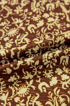Discount Dear-Lover Eyelet Knit Yoke Patchwork Printed Flowy Fit Tank Top Brown