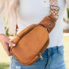 Discount Dear-Lover Faux Leather Zipped Crossbody Chest Bag Brown