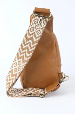 Discount Dear-Lover Faux Leather Zipped Crossbody Chest Bag Brown