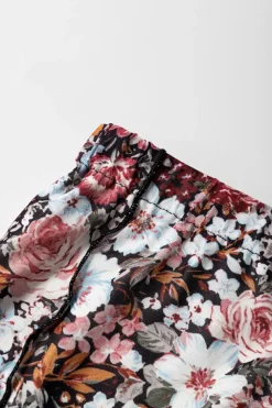 Fashion Dear-Lover Floral Print High Waist Maxi Skirt Brown
