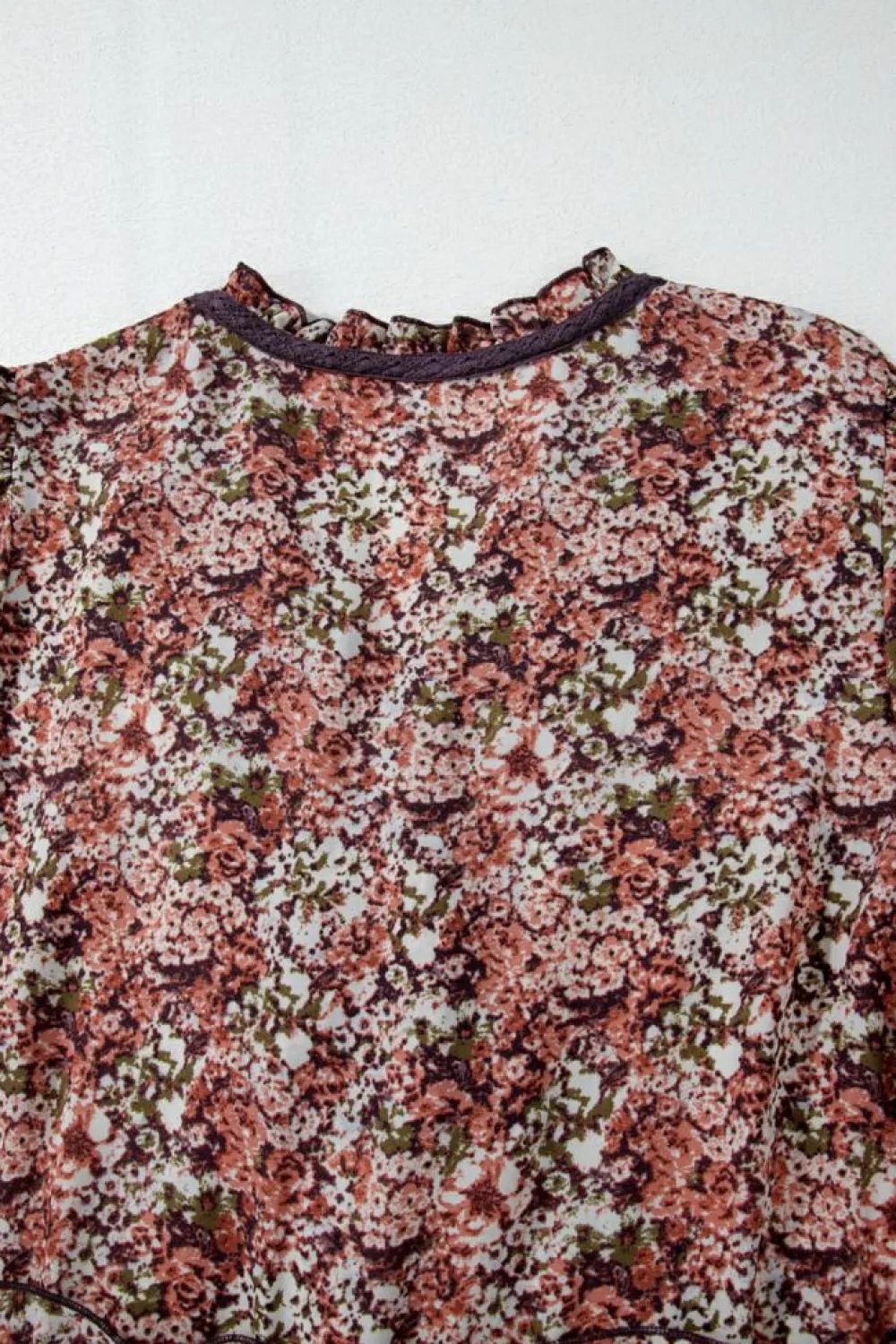 Best Dear-Lover Floral Print Split Front Tiered Frilled V Neck Midi Dress Brown