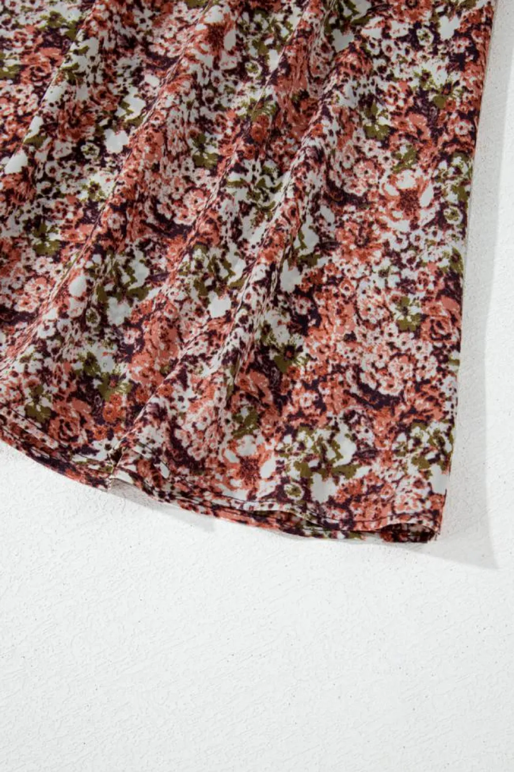 Best Dear-Lover Floral Print Split Front Tiered Frilled V Neck Midi Dress Brown