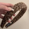 New Dear-Lover Fuzzy Leopard Print Headband Brown