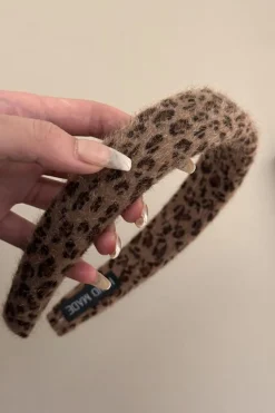New Dear-Lover Fuzzy Leopard Print Headband Brown